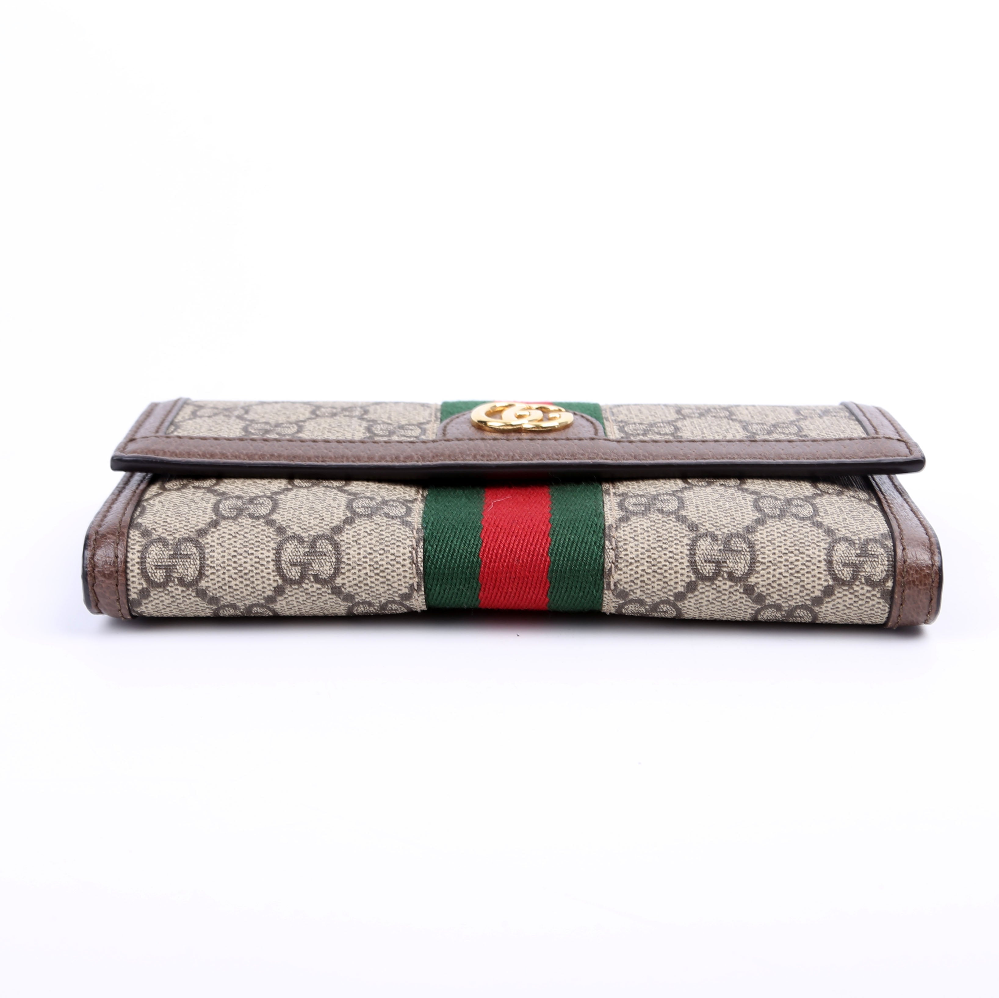 523153 GG Supreme Ophidia Flap Wallet Brown