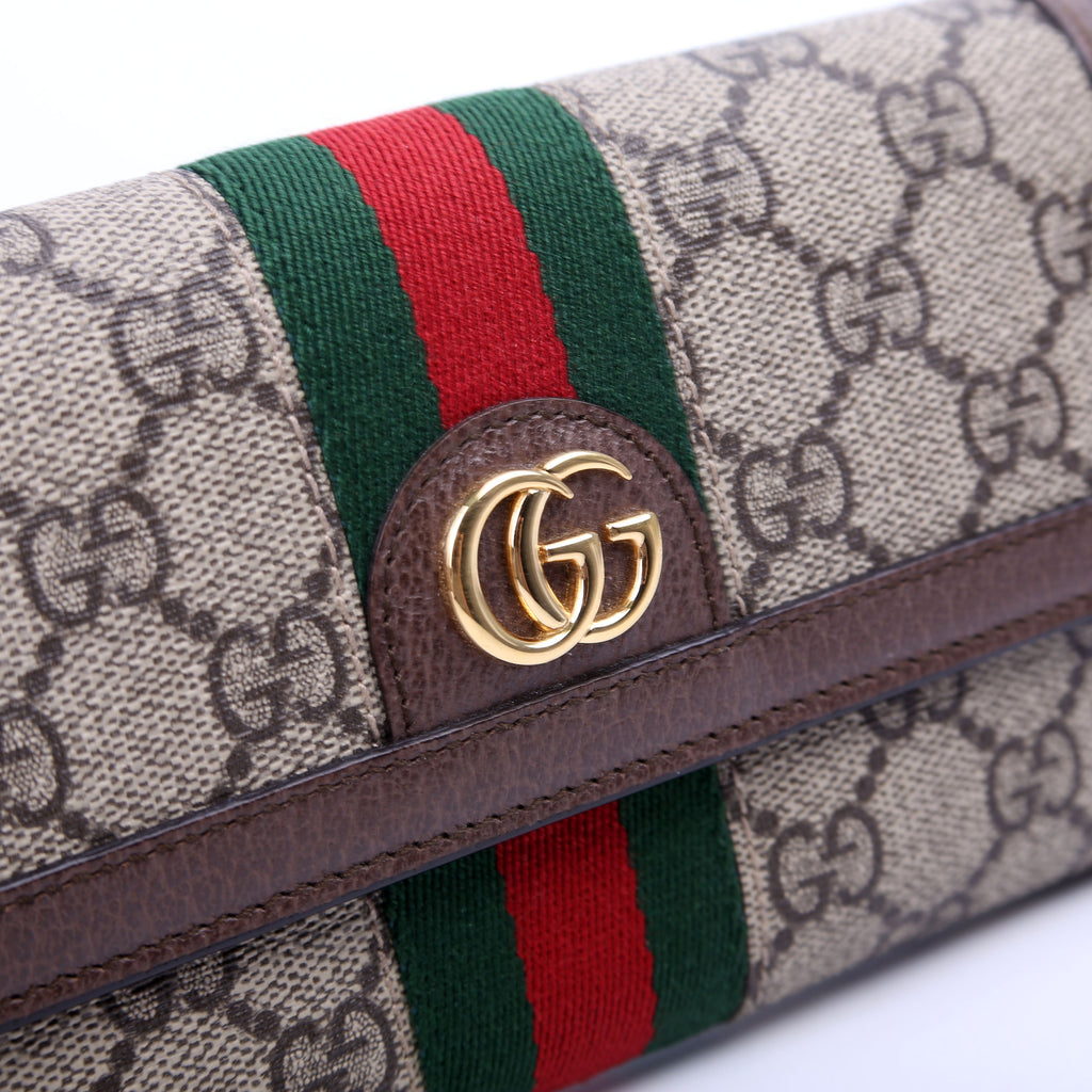523153 GG Supreme Ophidia Flap Wallet Brown