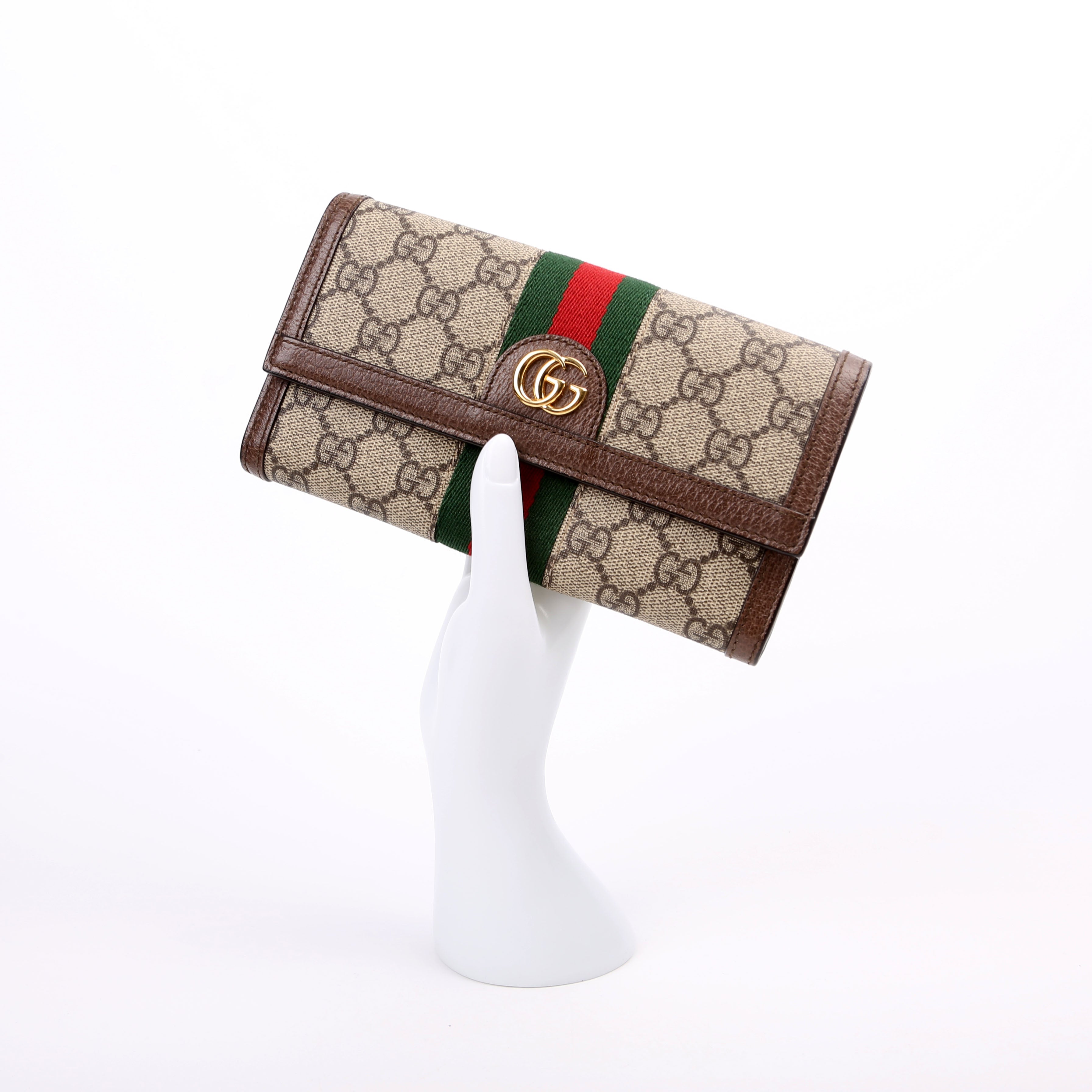 523153 GG Supreme Ophidia Flap Wallet Brown