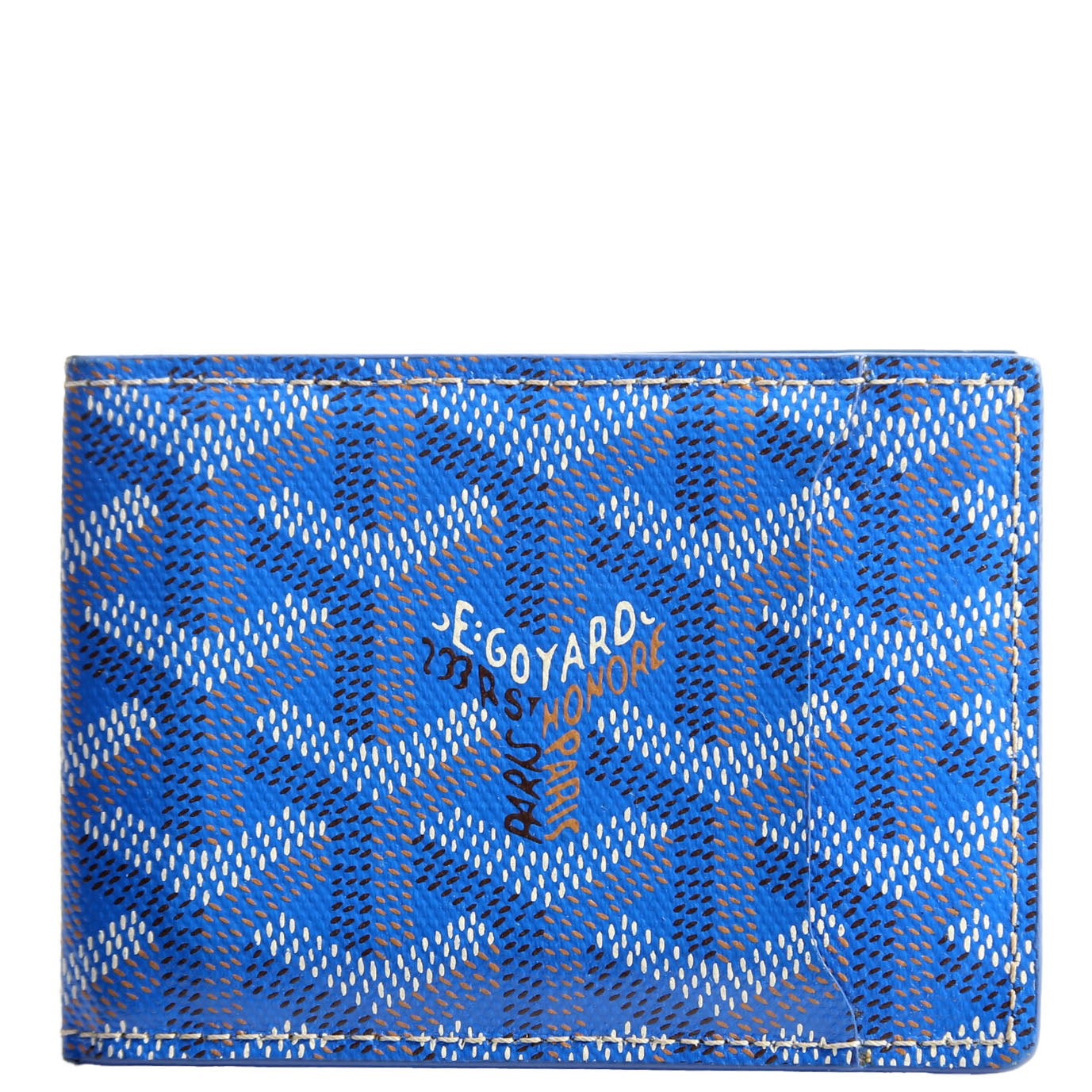 Goyardine Multi Slot Bi-Fold Wallet Blue