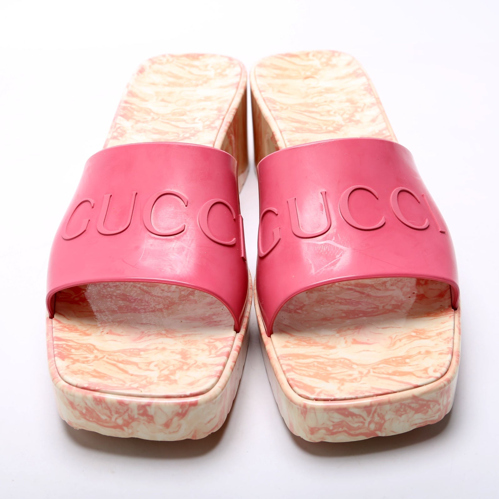 Logo Rubber Slide Sandals Size 39 Pink