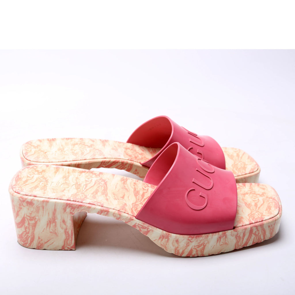 Logo Rubber Slide Sandals Size 39 Pink