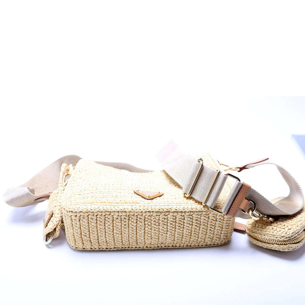 1BH204 Raffia Re-Edition 2005 Shoulder Bag Tan