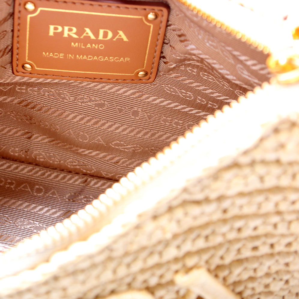 1BH204 Raffia Re-Edition 2005 Shoulder Bag Tan