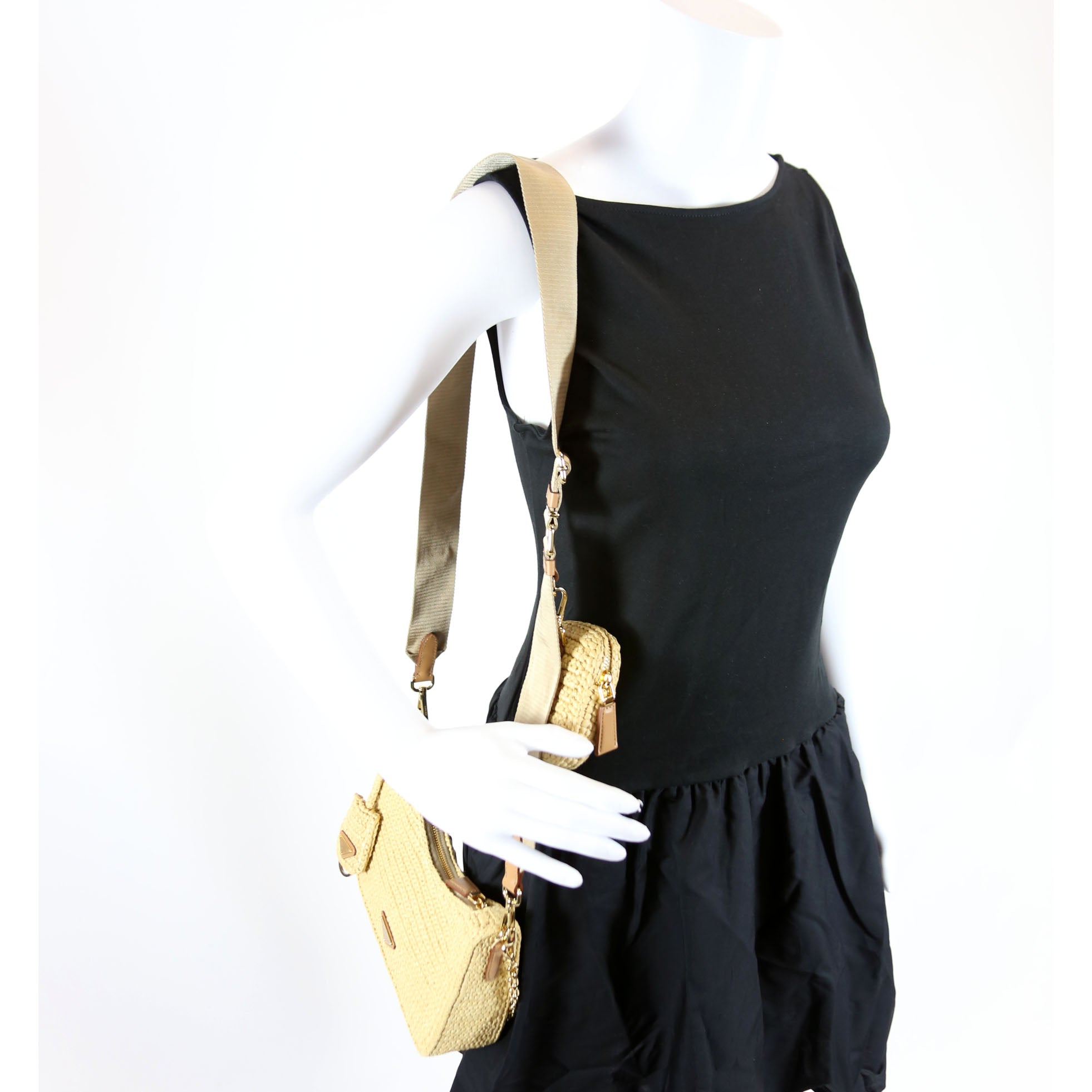 1BH204 Raffia Re-Edition 2005 Shoulder Bag Tan