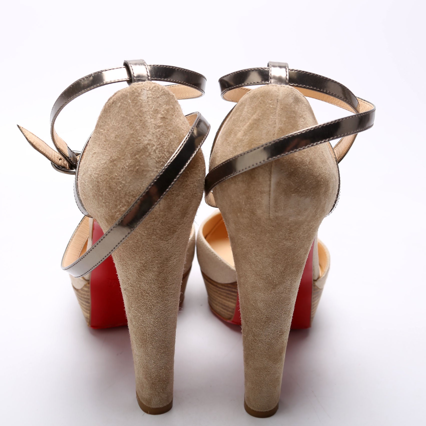 Tri Color Suede Platform Pumps Size 39.5 Tan