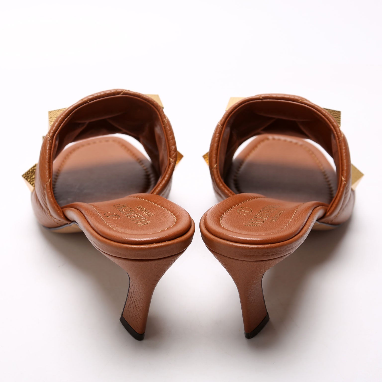 Roman Stud Heeled Sandals Size 36.5 Brown