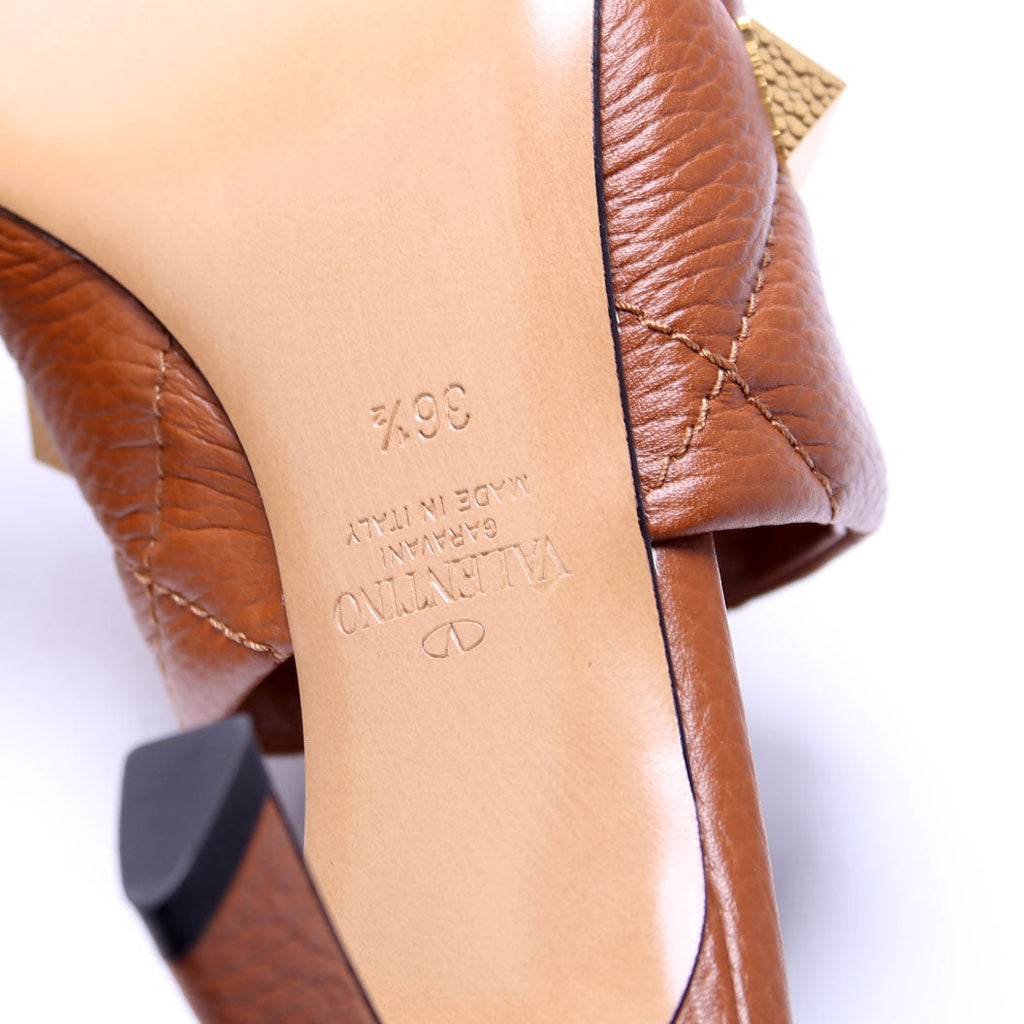 Roman Stud Heeled Sandals Size 36.5 Brown