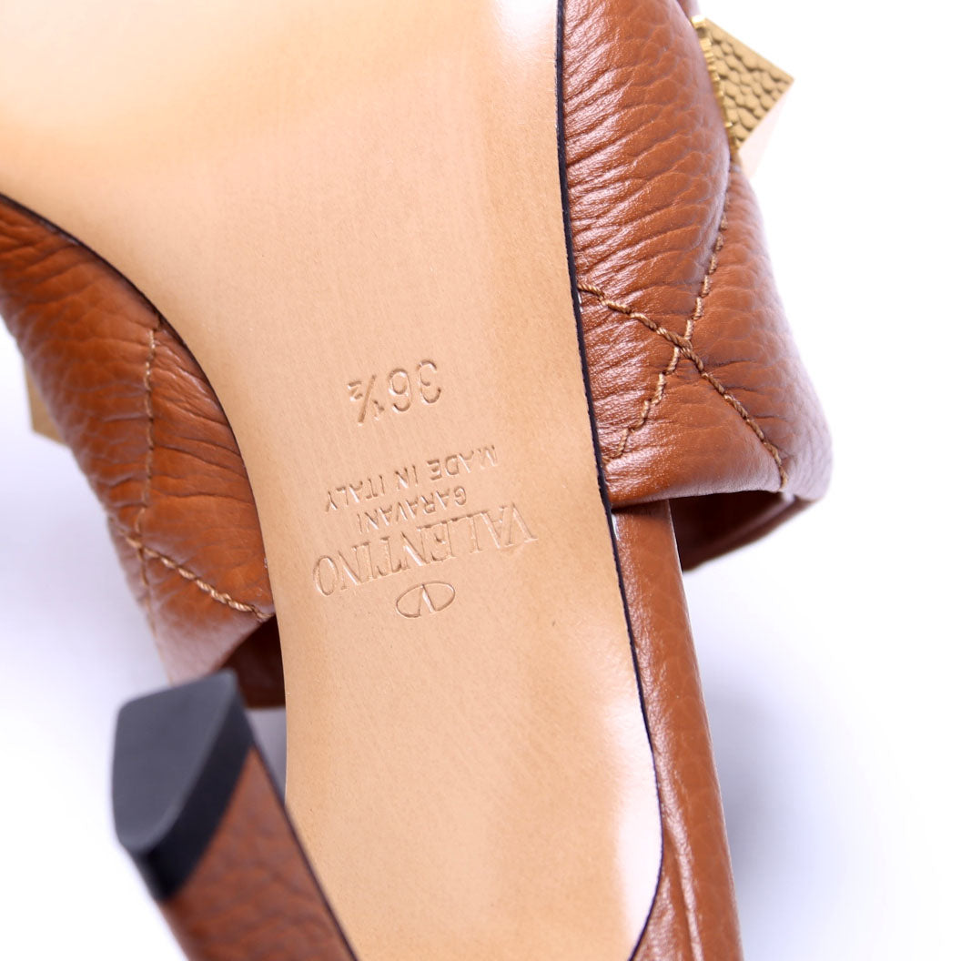 Roman Stud Heeled Sandals Size 36.5 Brown