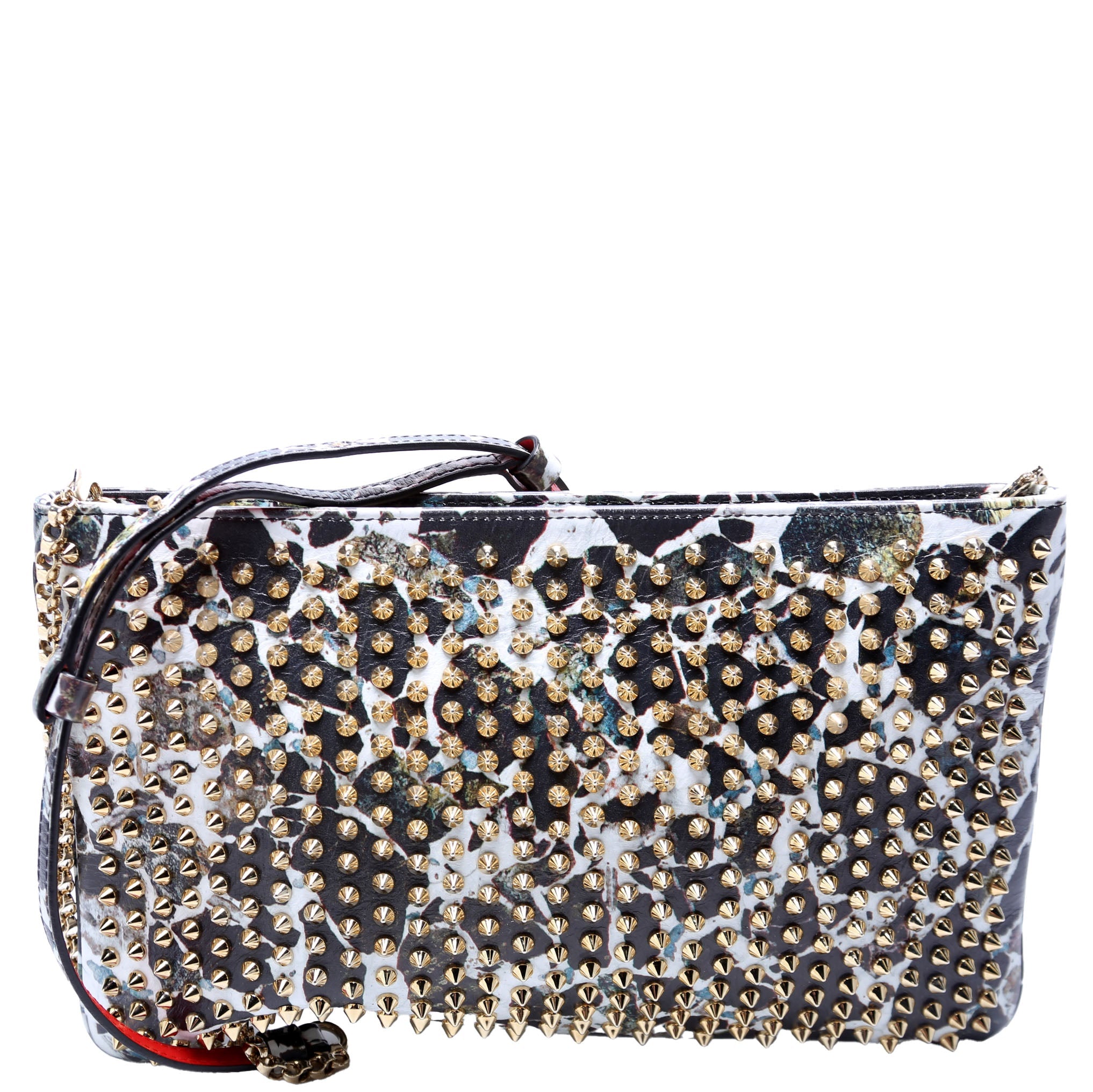 Loubiposh NV Spike Clutch Black/White/Gold