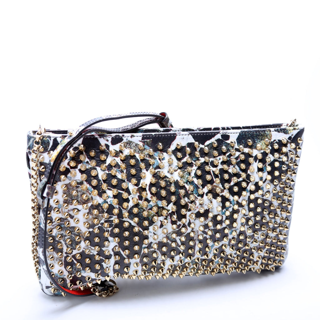 Loubiposh NV Spike Clutch Black/White/Gold
