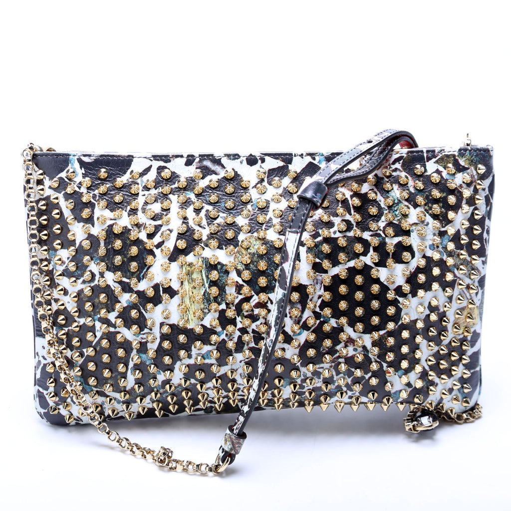 Loubiposh NV Spike Clutch Black/White/Gold