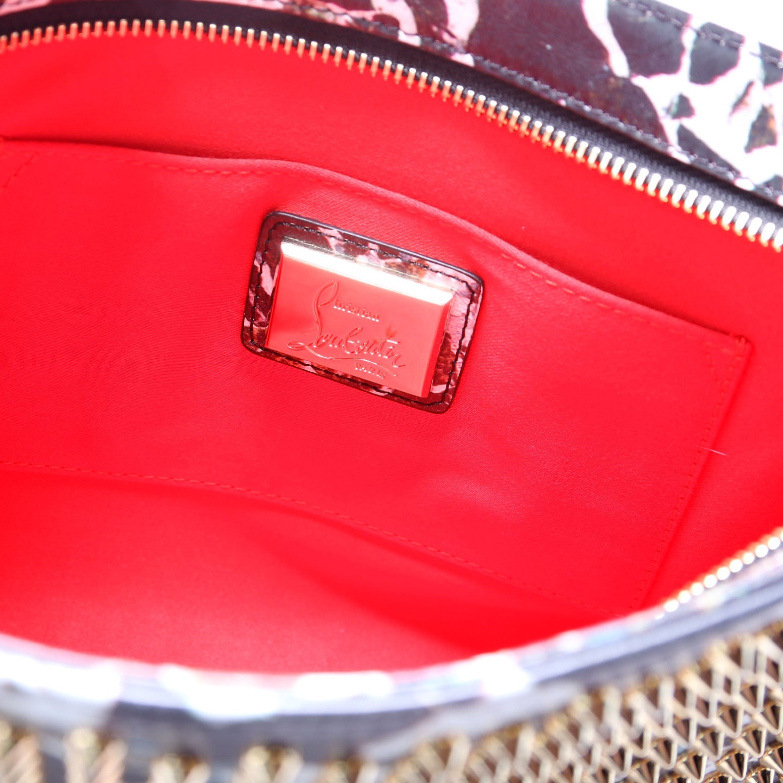 Loubiposh NV Spike Clutch Black/White/Gold