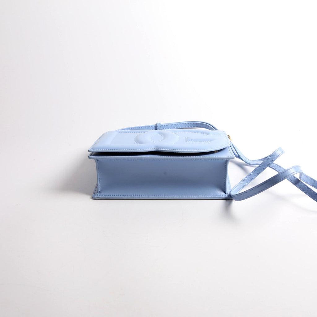 DG Logo Calfskin Flap Crossbody Bag Blue