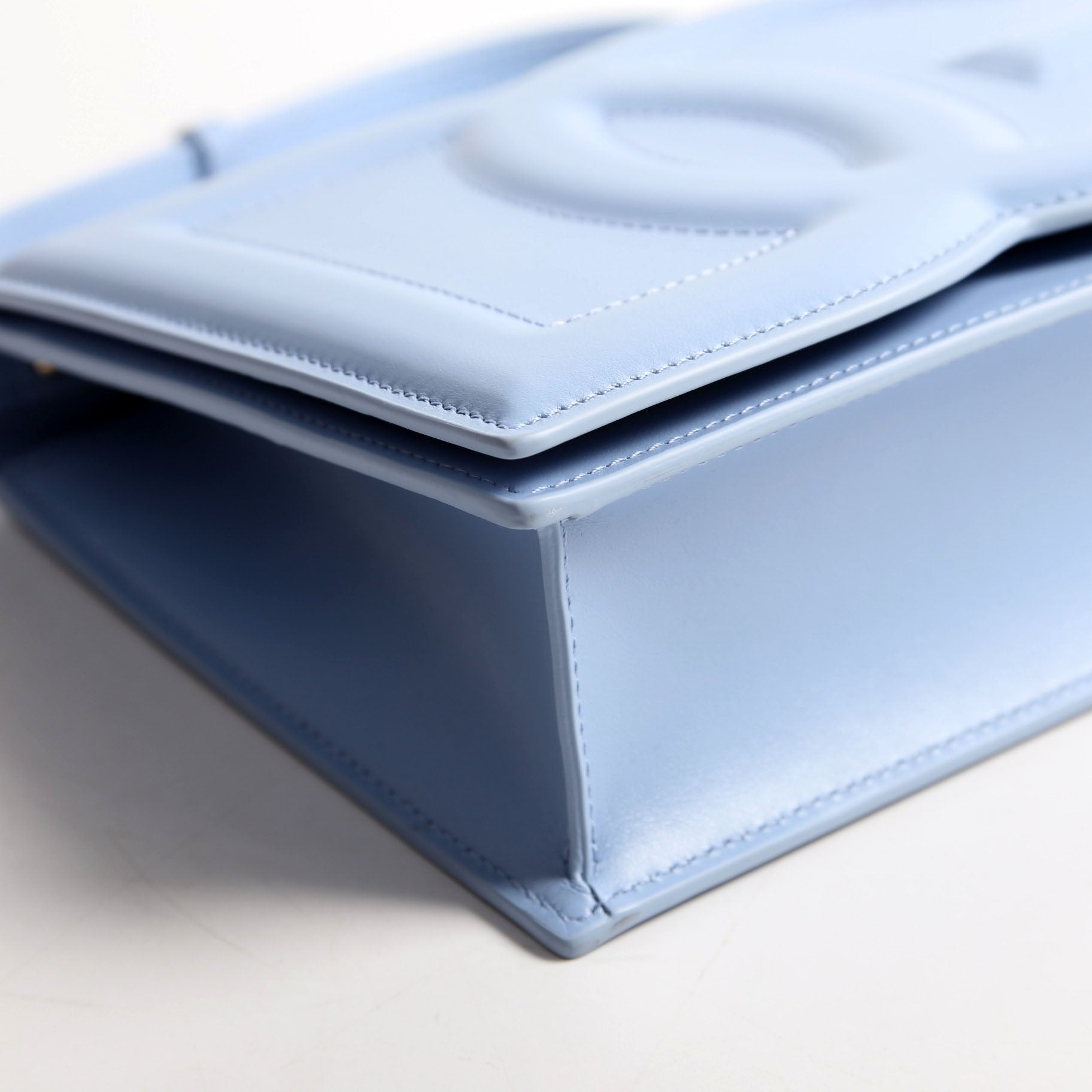 DG Logo Calfskin Flap Crossbody Bag Blue