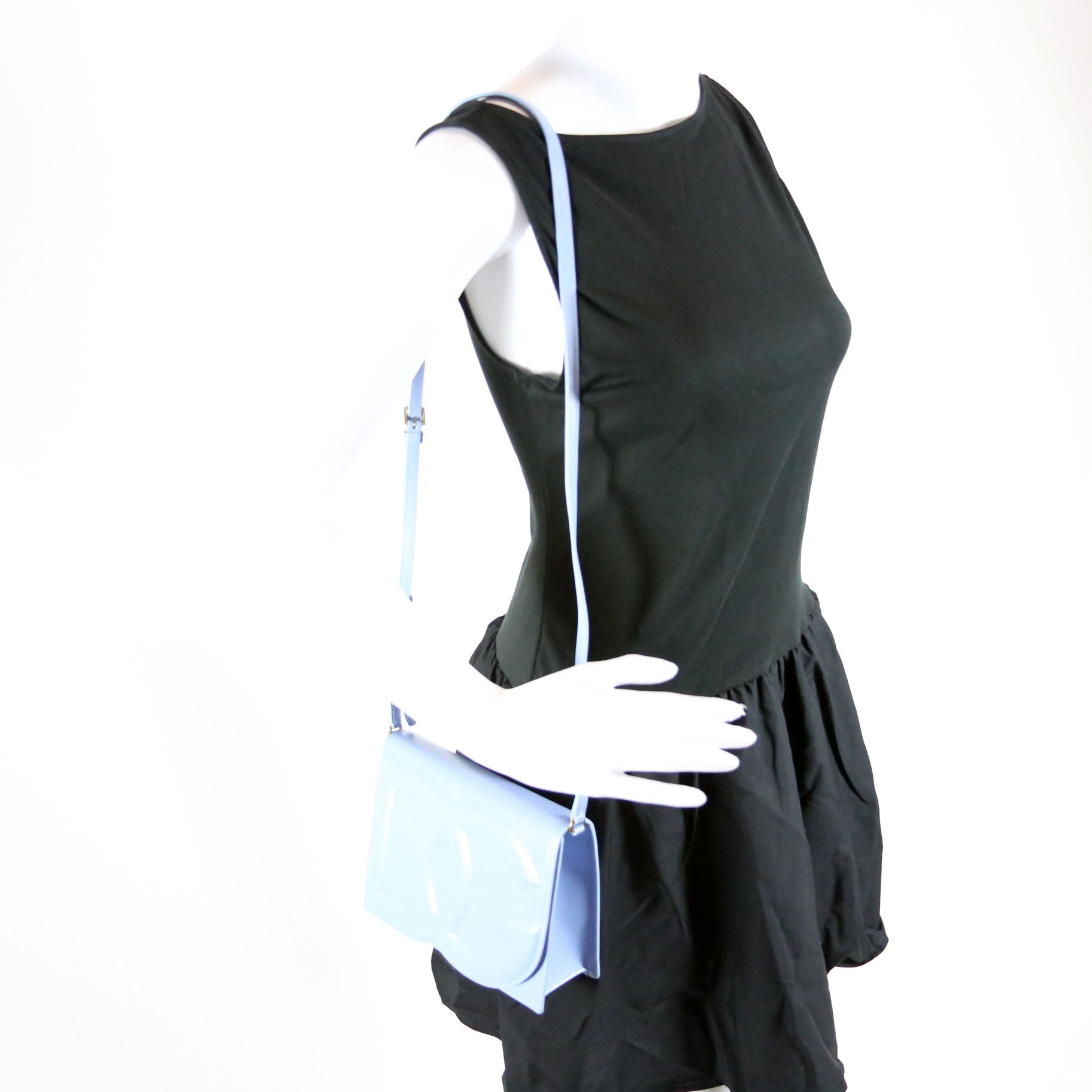 DG Logo Calfskin Flap Crossbody Bag Blue