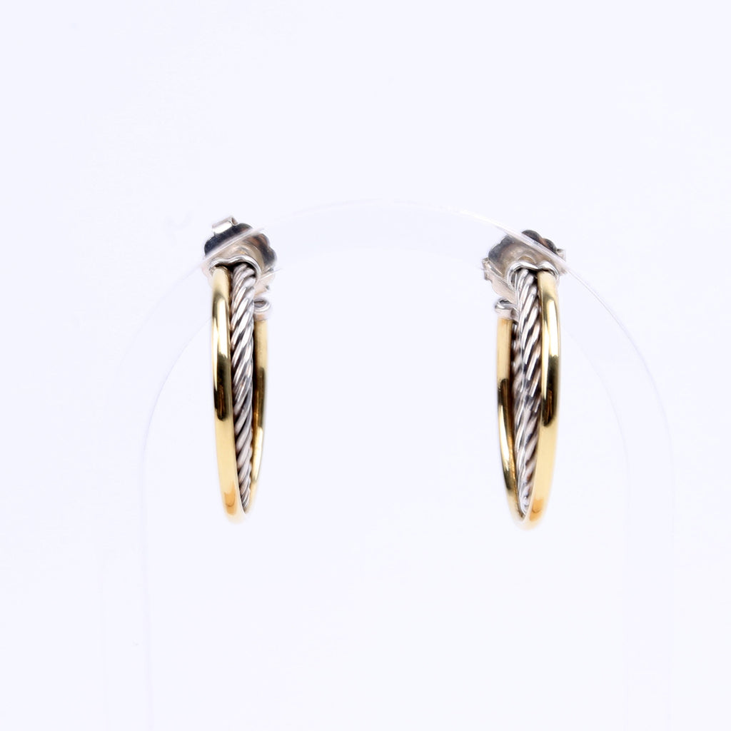 Crossover Medium Hoop Earrings 925/750