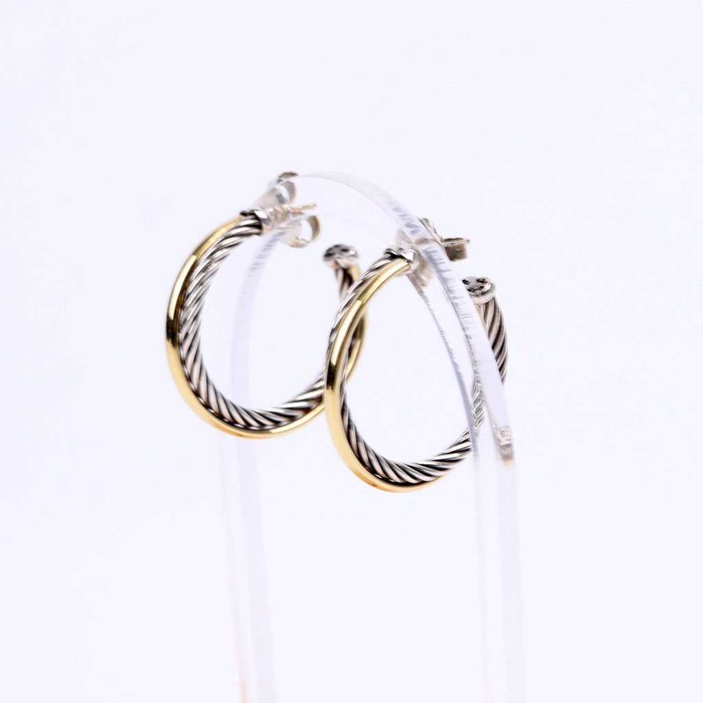 Crossover Medium Hoop Earrings 925/750