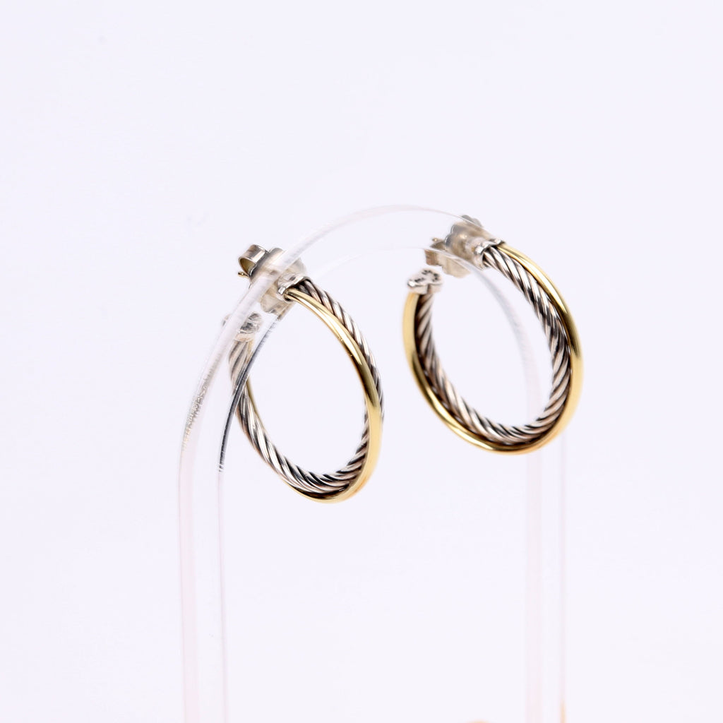 Crossover Medium Hoop Earrings 925/750