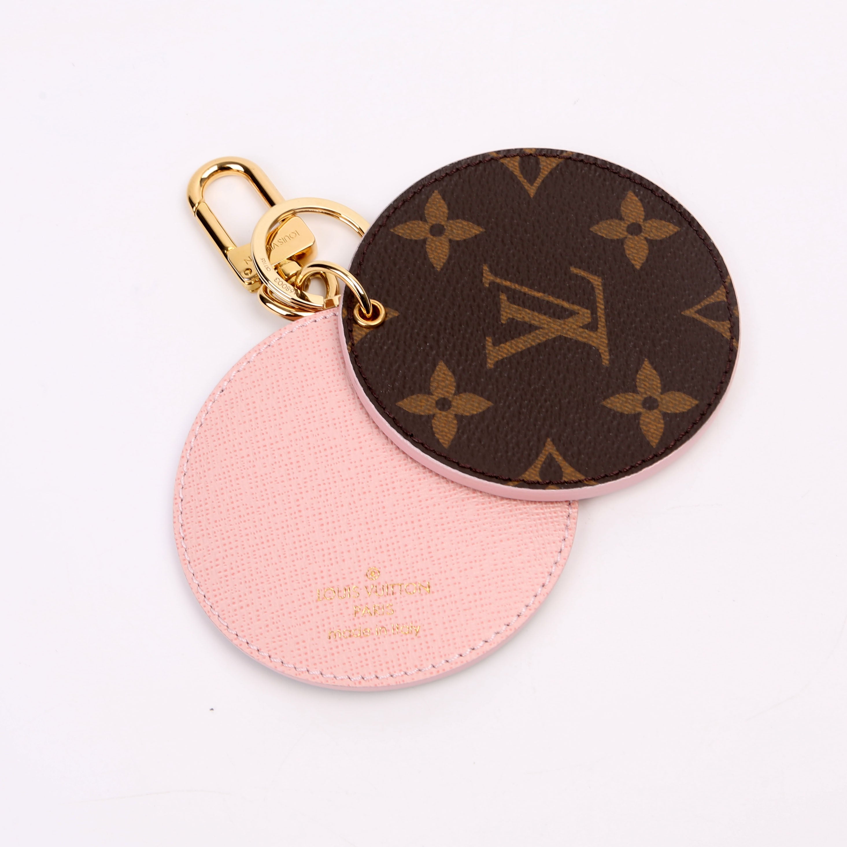 Monogram Mirror Bag Charm Pink