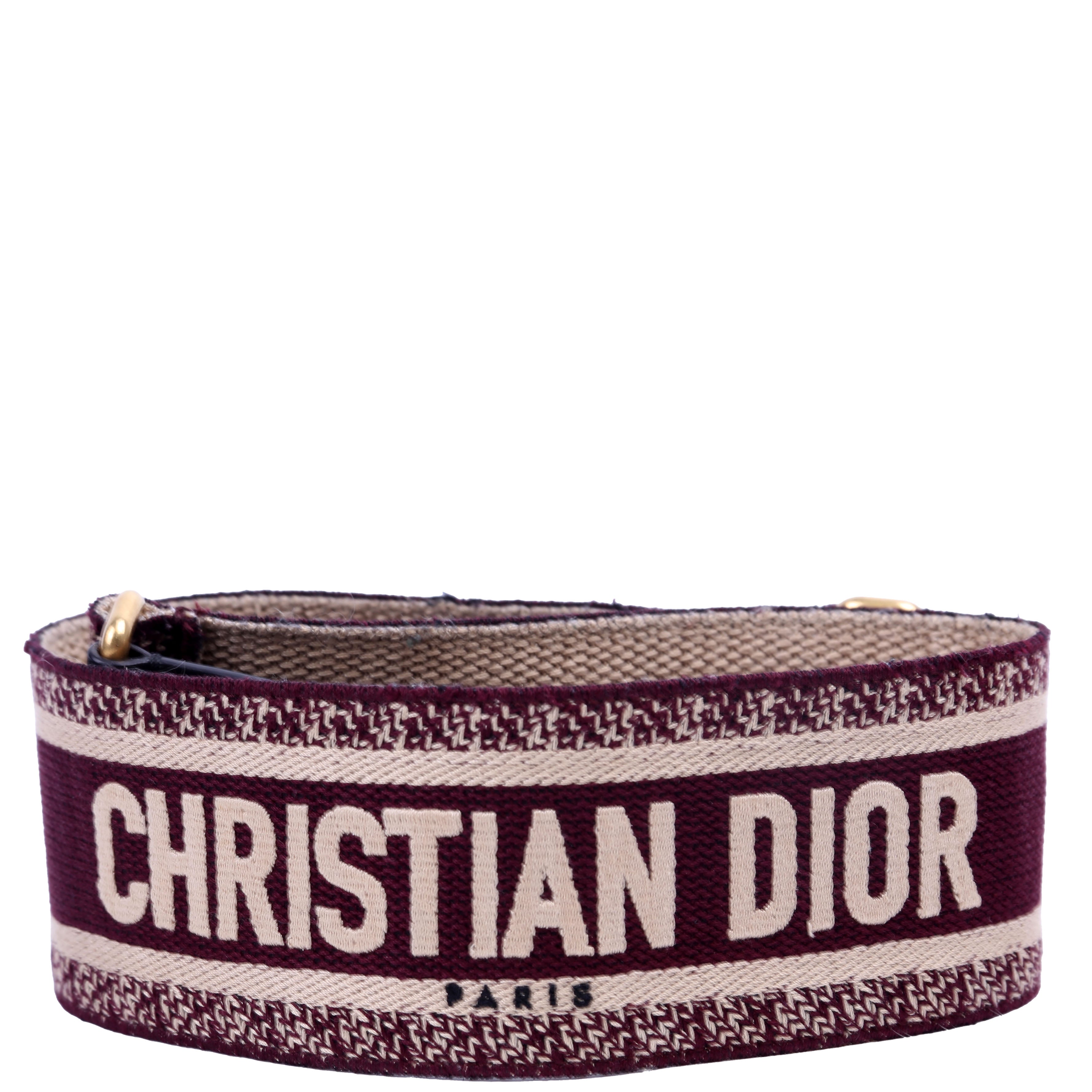 Dior Logo Wide Non-Adjustable Strap Burgundy