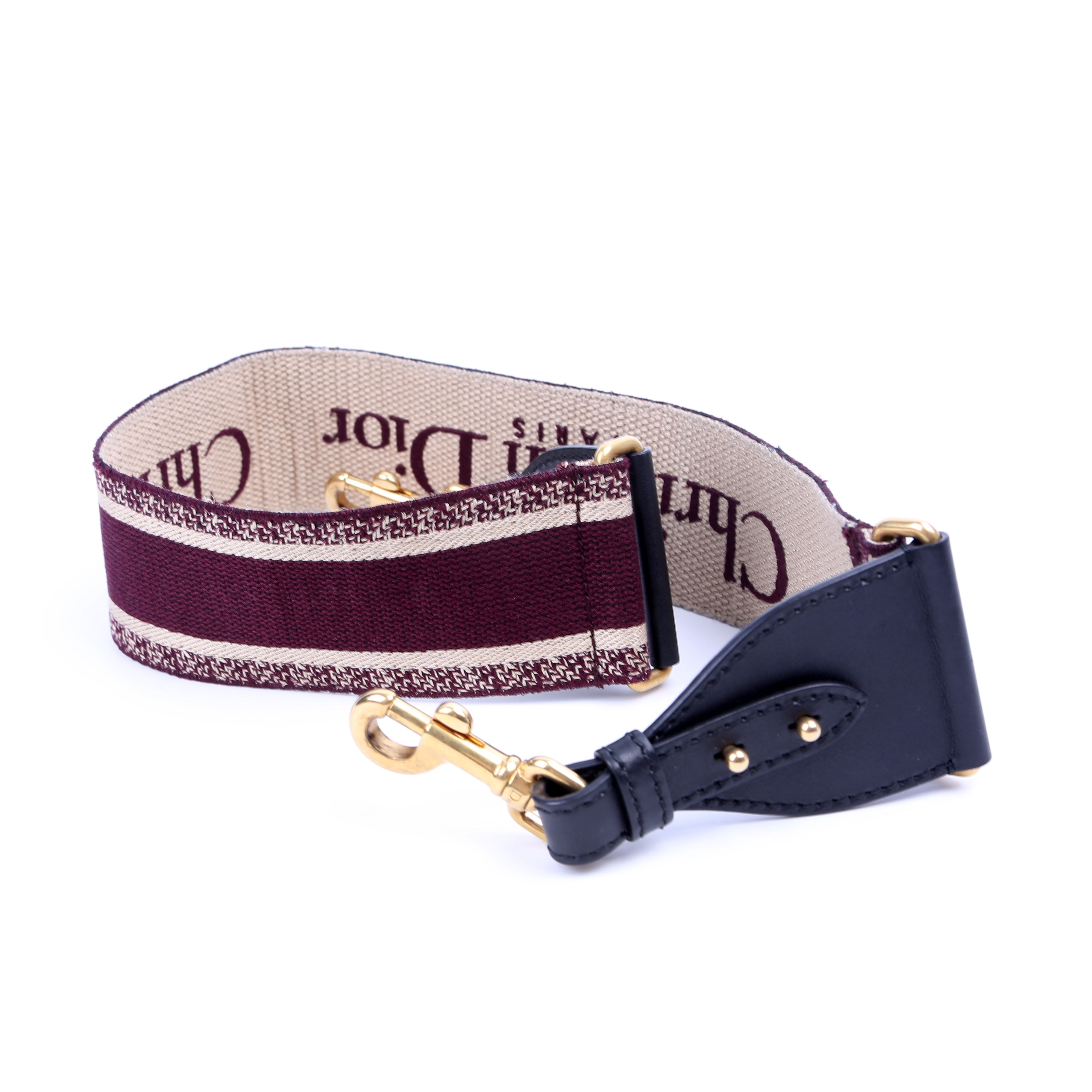 Dior Logo Wide Non-Adjustable Strap Burgundy