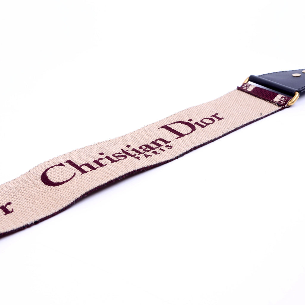 Dior Logo Wide Non-Adjustable Strap Burgundy