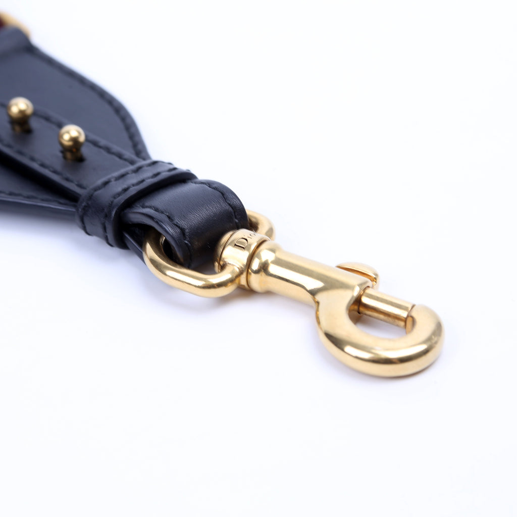 Dior Logo Wide Non-Adjustable Strap Burgundy