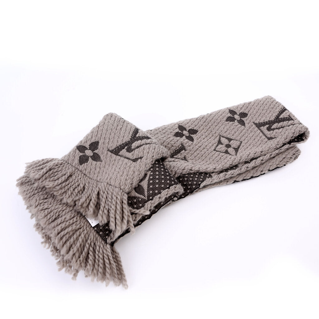 Logomania Wool/Silk Scarf Grey