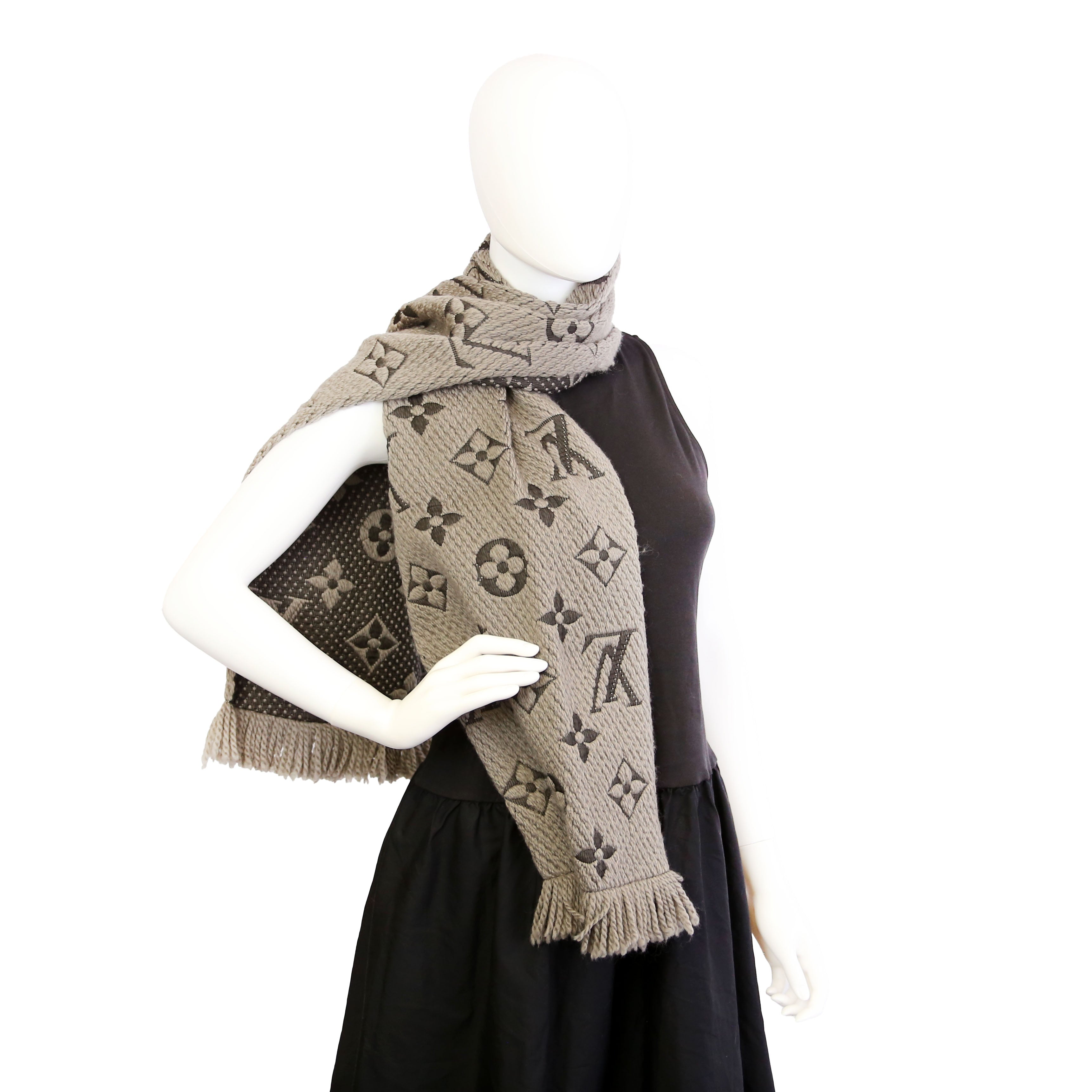 Logomania Wool/Silk Scarf Grey