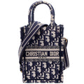 Oblique Mini Book Tote Phone Bag With Strap Navy/Beige