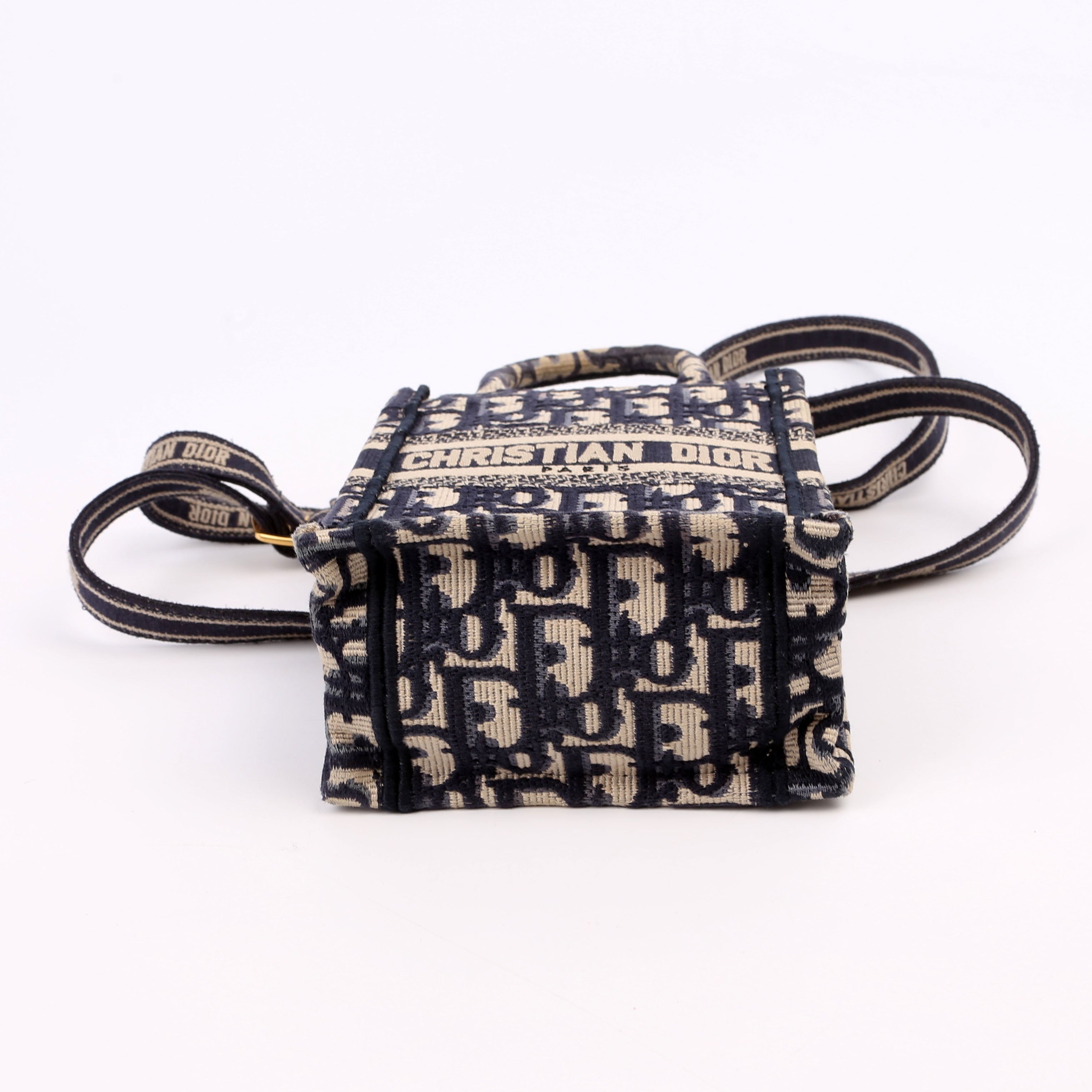 Oblique Mini Book Tote Phone Bag With Strap Navy/Beige