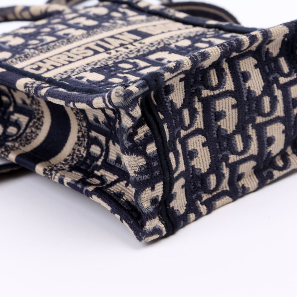 Oblique Mini Book Tote Phone Bag With Strap Navy/Beige