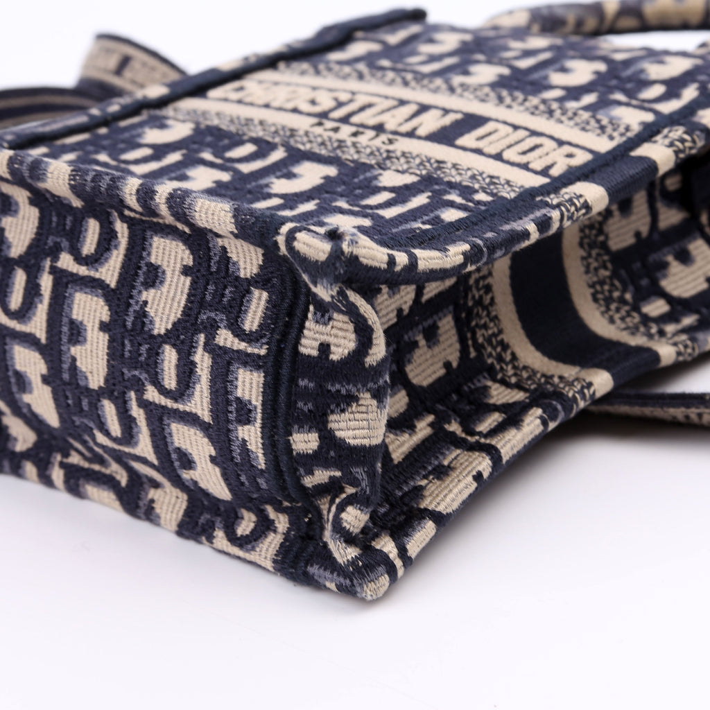 Oblique Mini Book Tote Phone Bag With Strap Navy/Beige