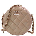 Round Clutch With Chain Iridescent Caviar 27M Tan