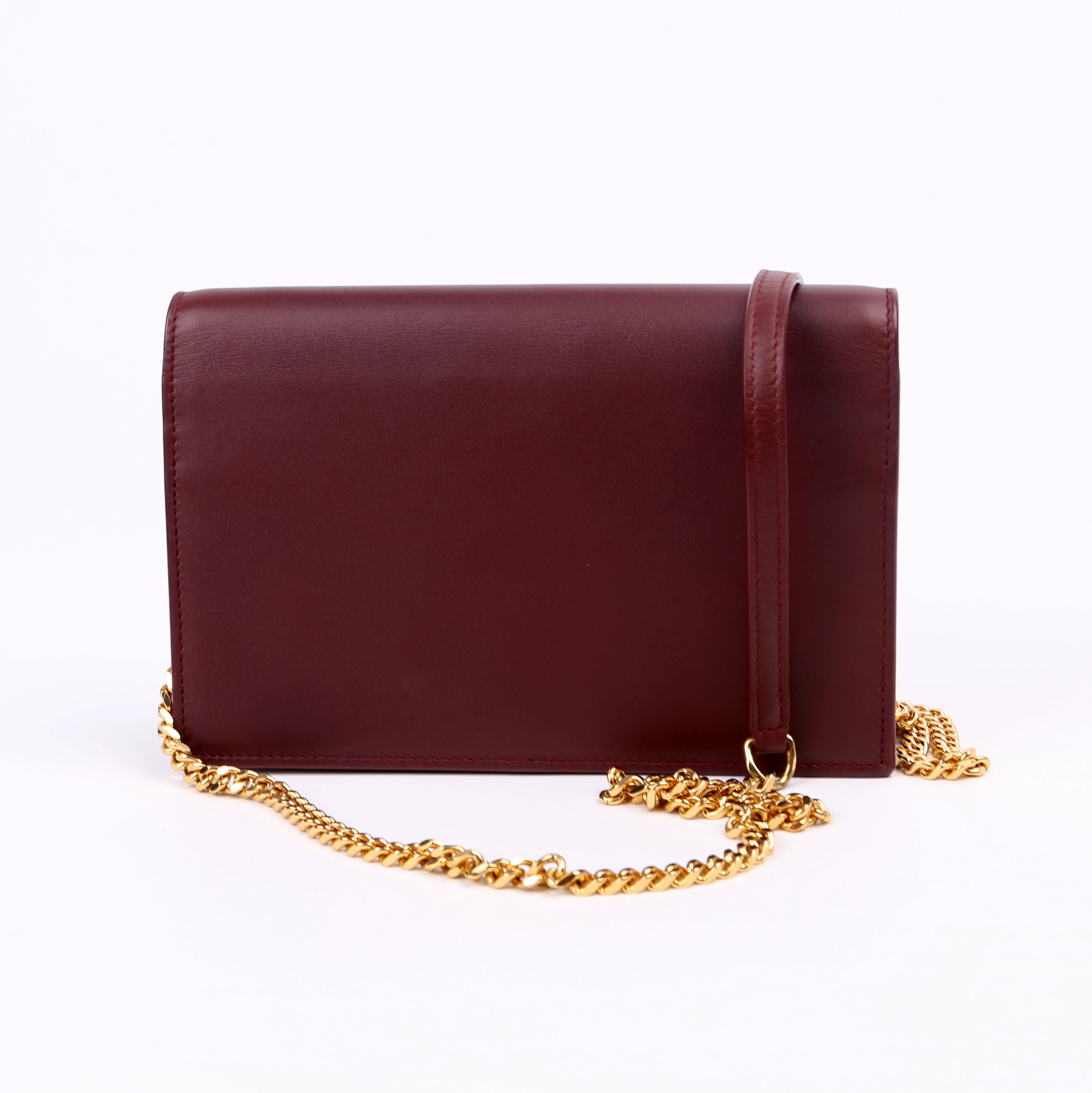 SAINT LAURENT Kate Tassel Chain Wallet Maroon