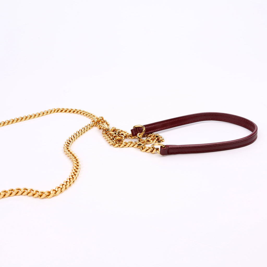 SAINT LAURENT Kate Tassel Chain Wallet Maroon