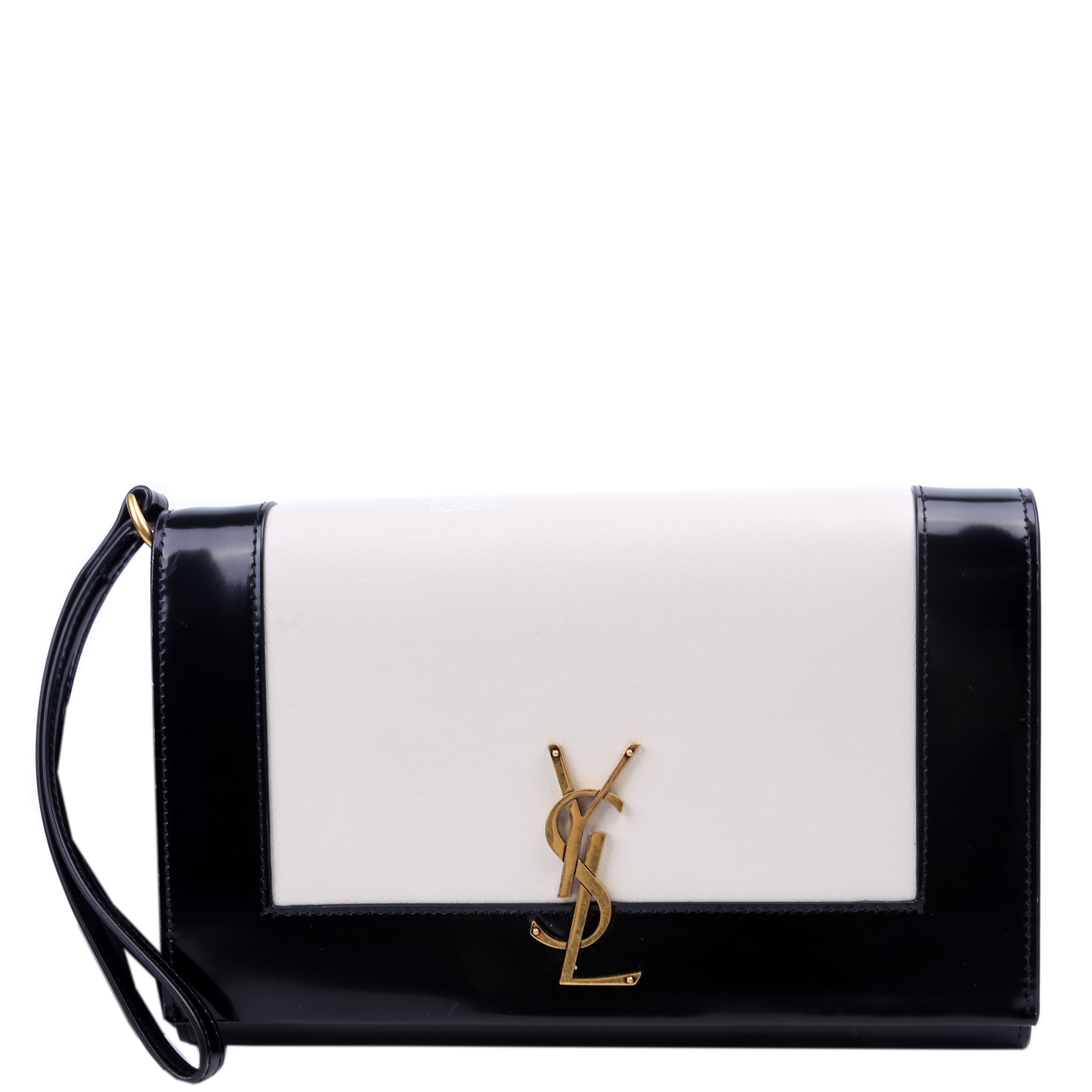 SAINT LAURENT 753883 Cassandre Flap Pouch White/Black