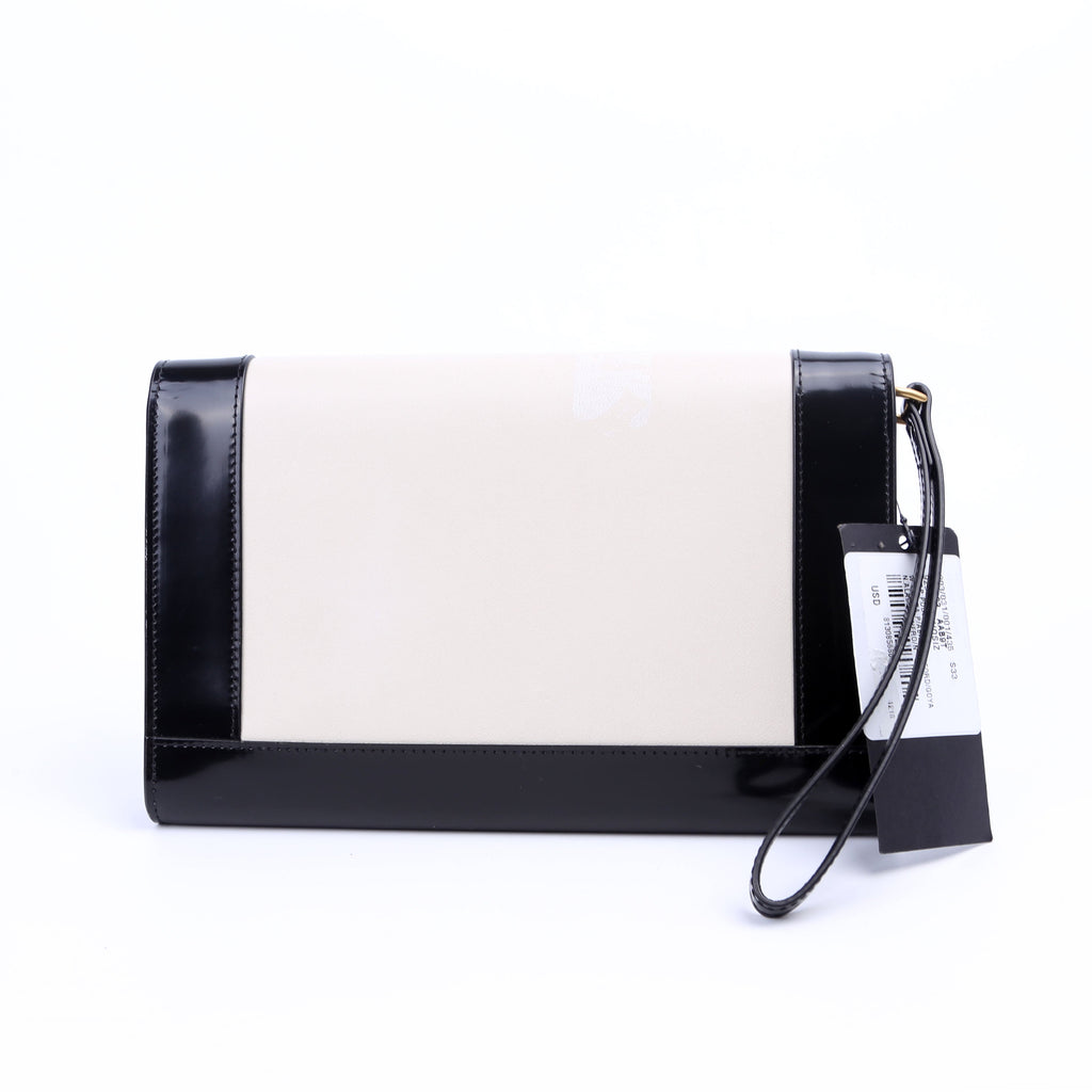 SAINT LAURENT 753883 Cassandre Flap Pouch White/Black