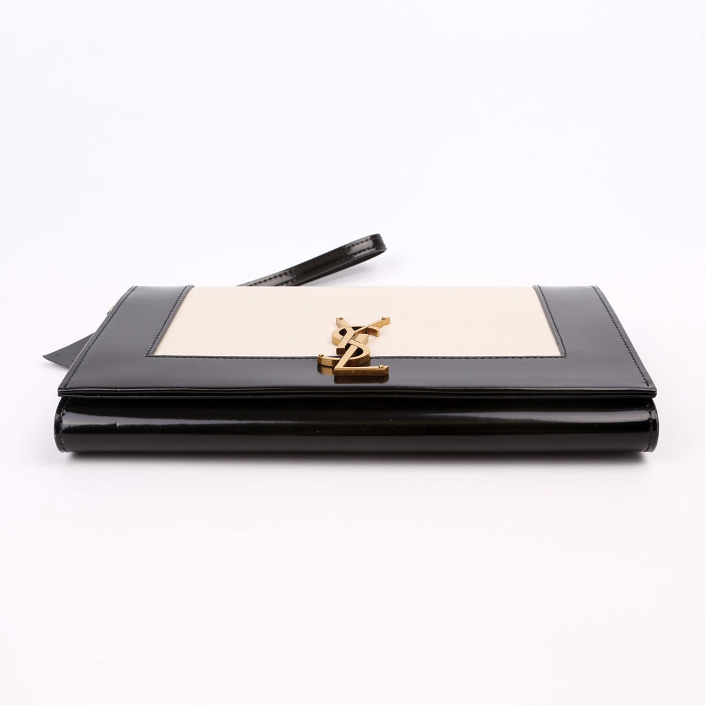 SAINT LAURENT 753883 Cassandre Flap Pouch White/Black