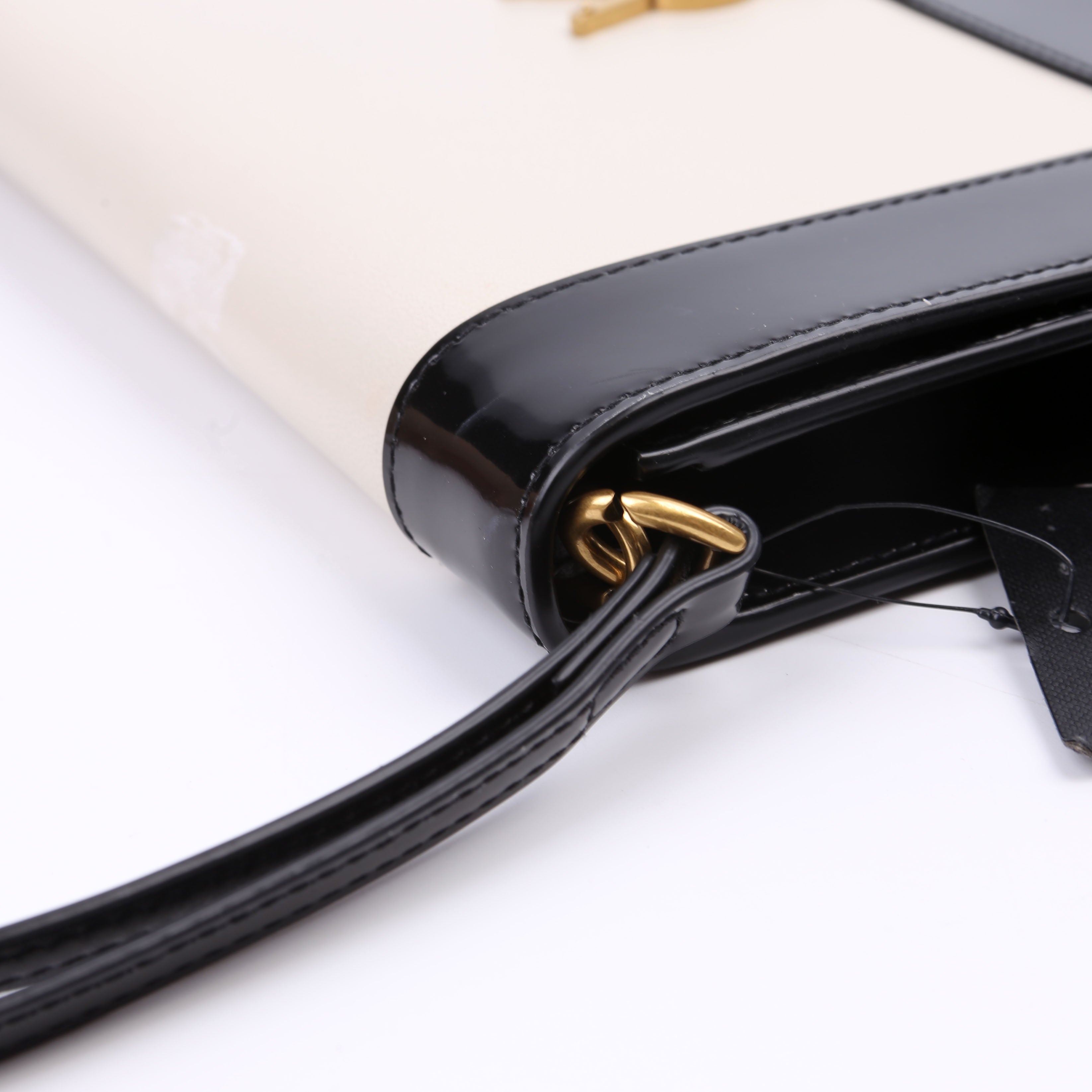 SAINT LAURENT 753883 Cassandre Flap Pouch White/Black