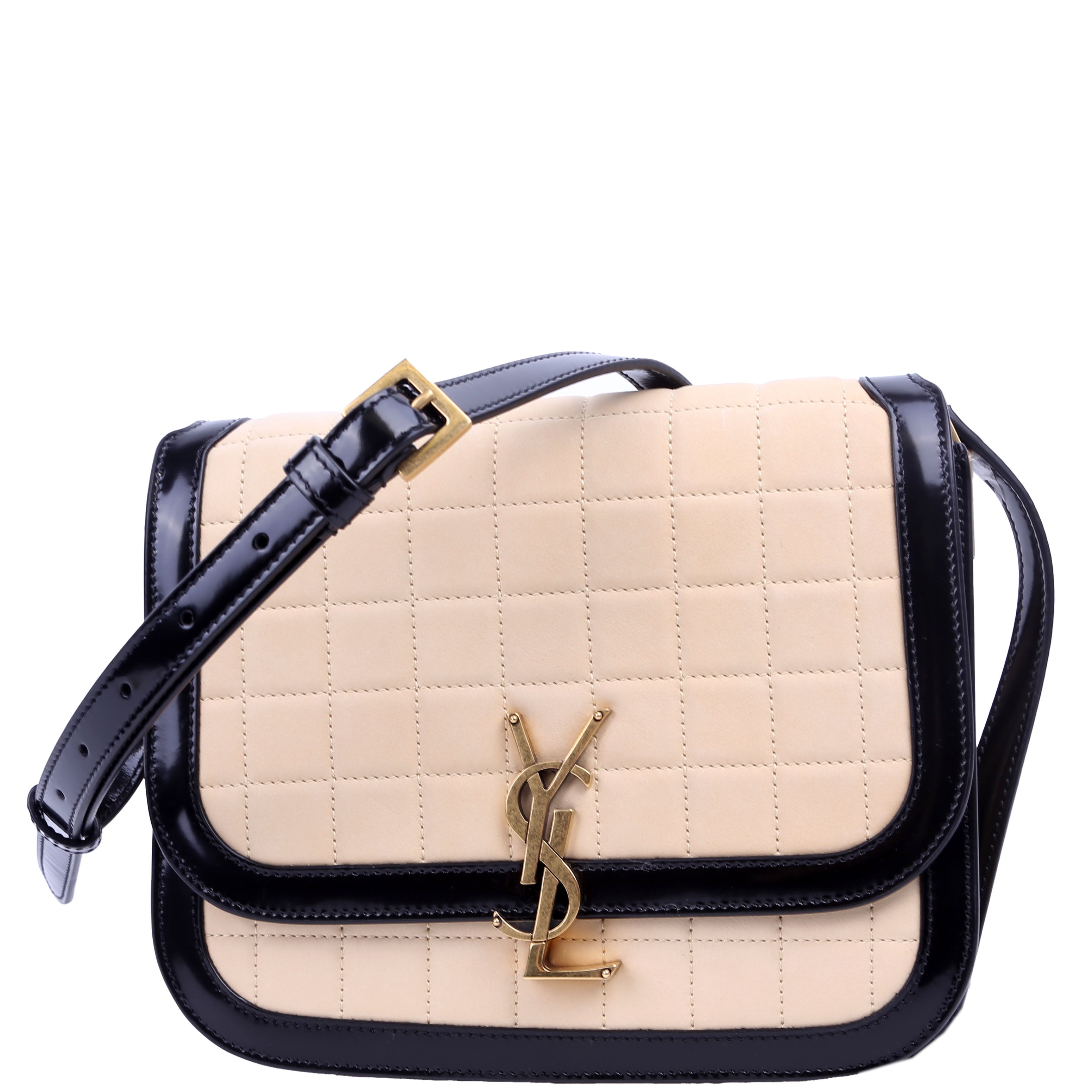 SAINT LAURENT 733704 Solferino Medium Nubuck Beige/Black