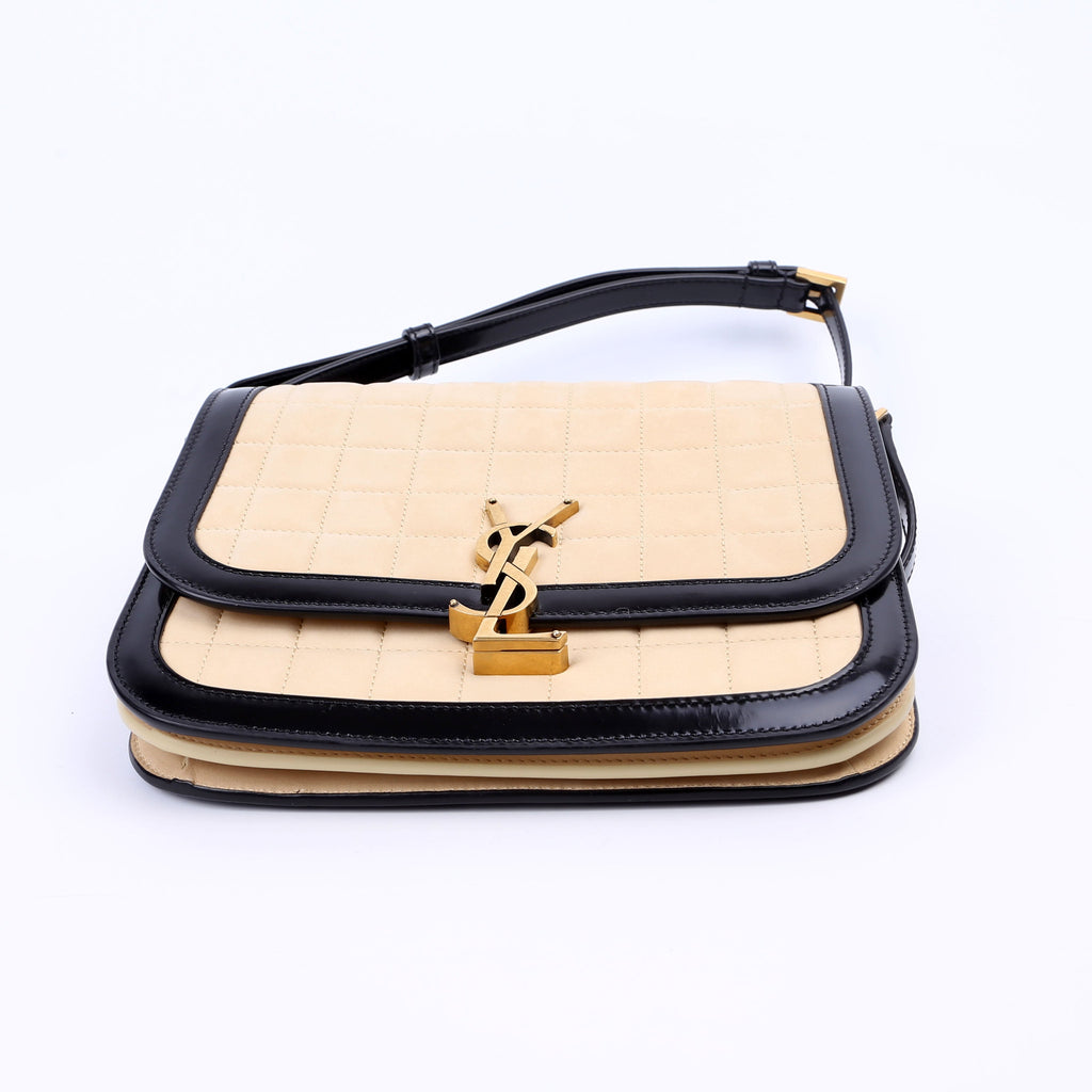 SAINT LAURENT 733704 Solferino Medium Nubuck Beige/Black