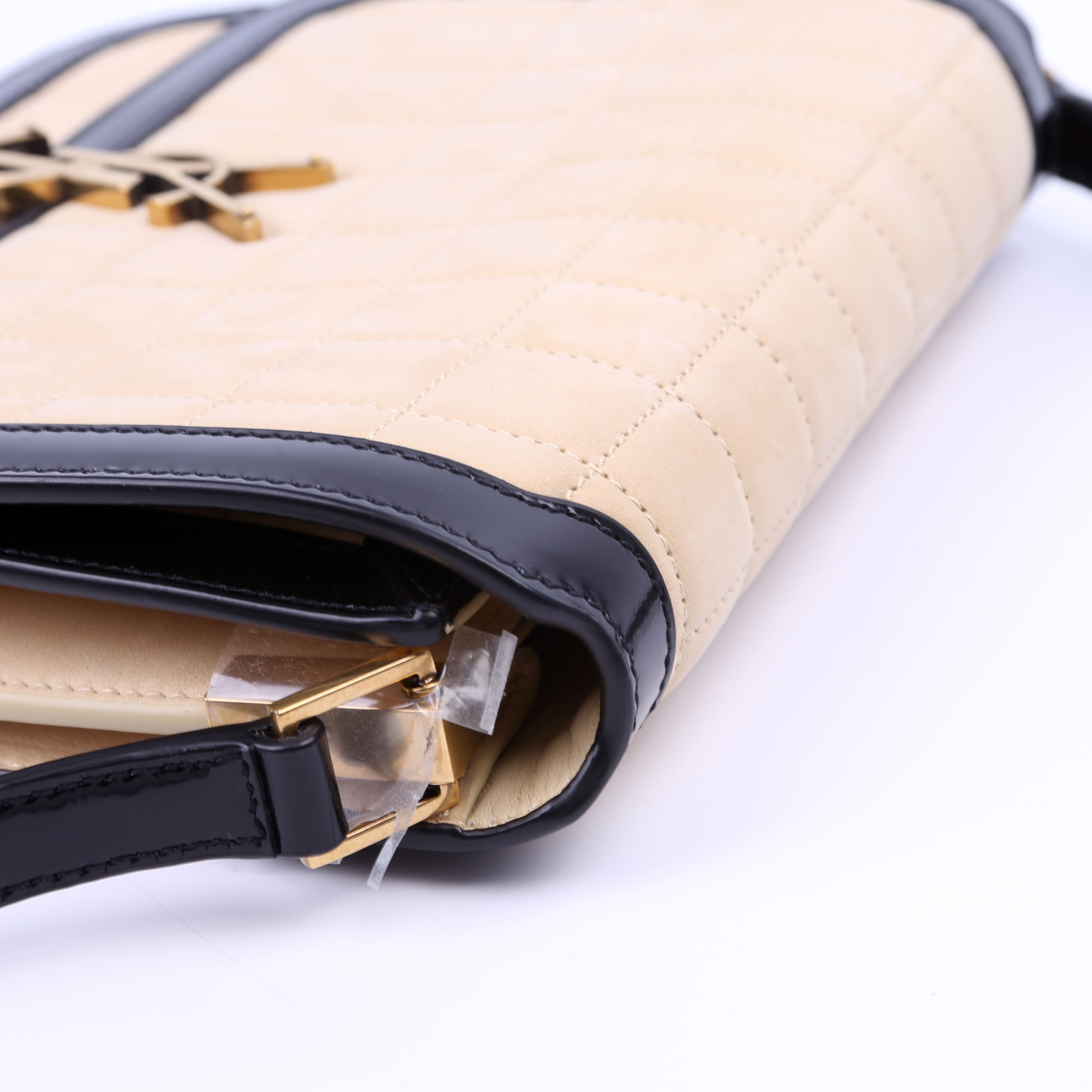 SAINT LAURENT 733704 Solferino Medium Nubuck Beige/Black