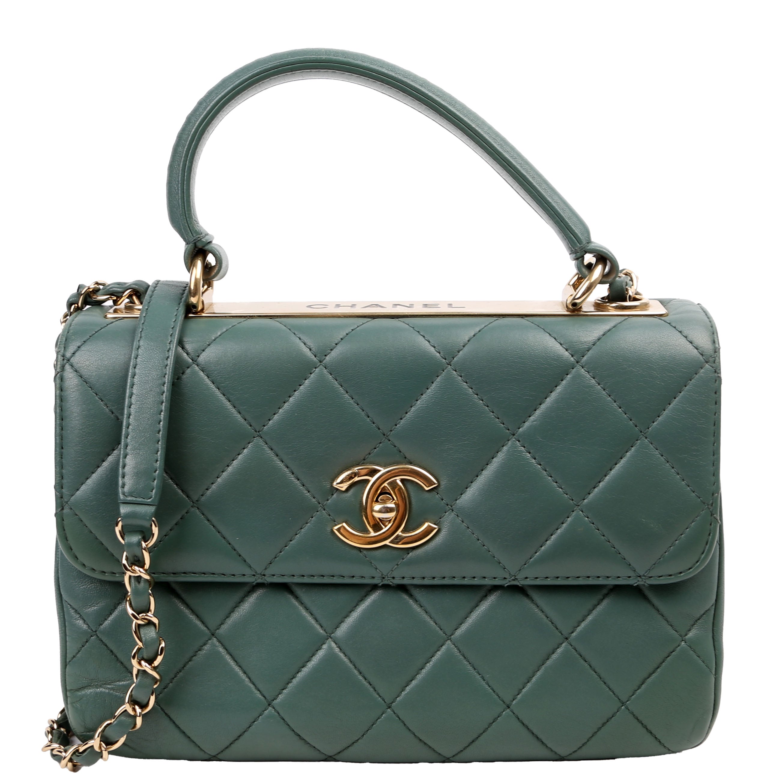Trendy Top Handle Medium Lambskin 26M Green