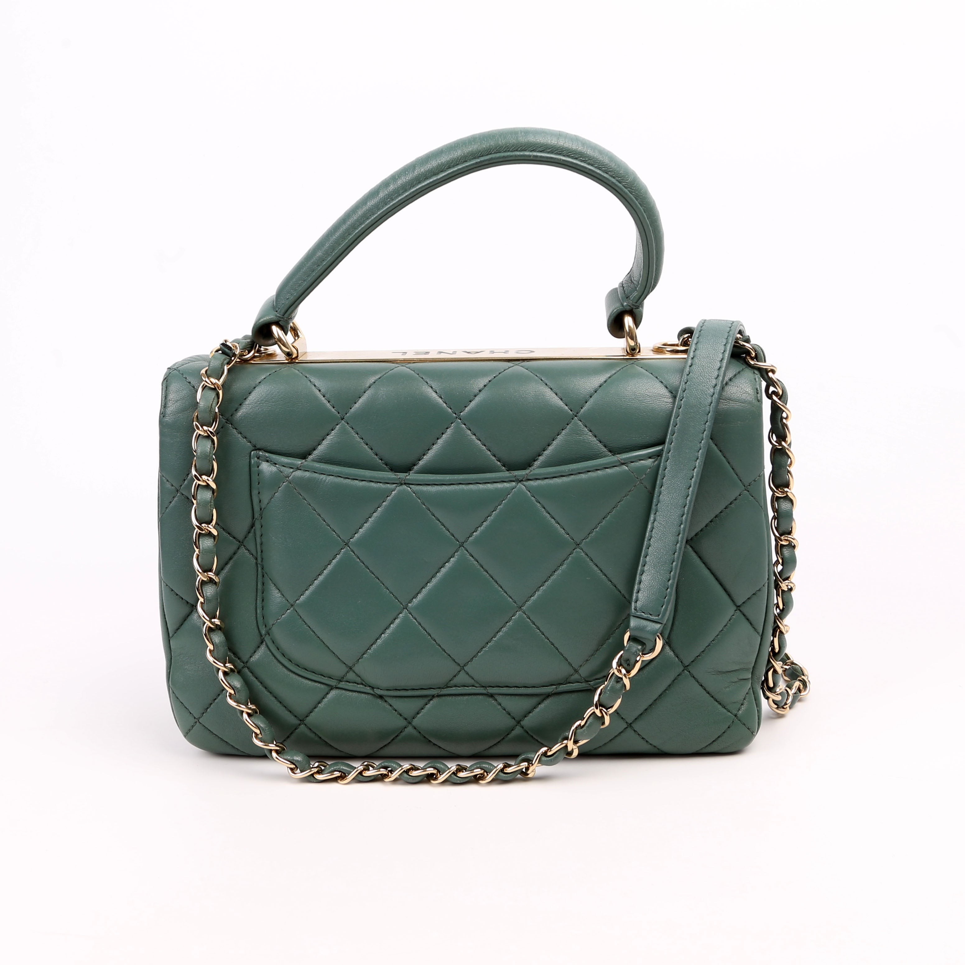 Trendy Top Handle Medium Lambskin 26M Green