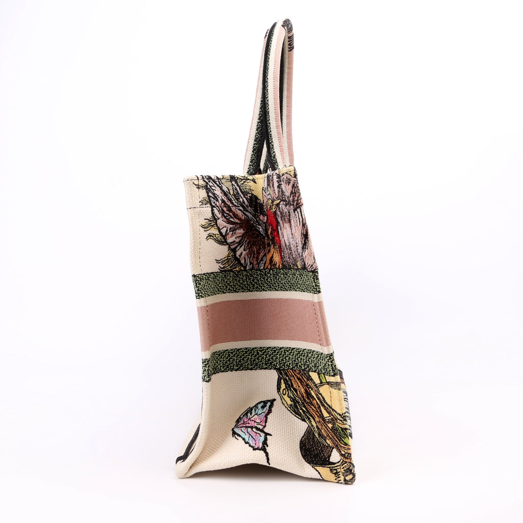 Book Tote Medium Ebroidered Coeur En Fleurs Medium