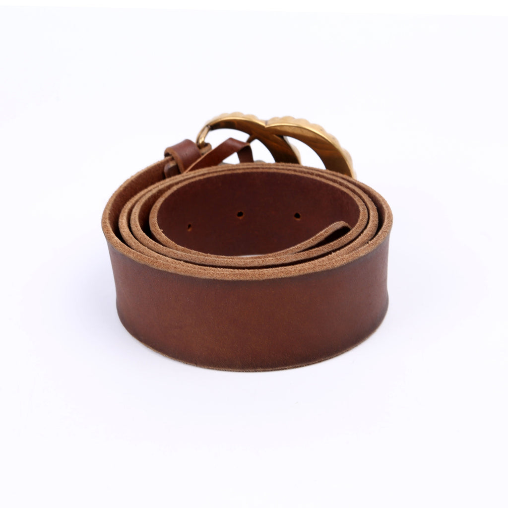 476341 Crystal GG Leather Belt Size 95/38 Brown