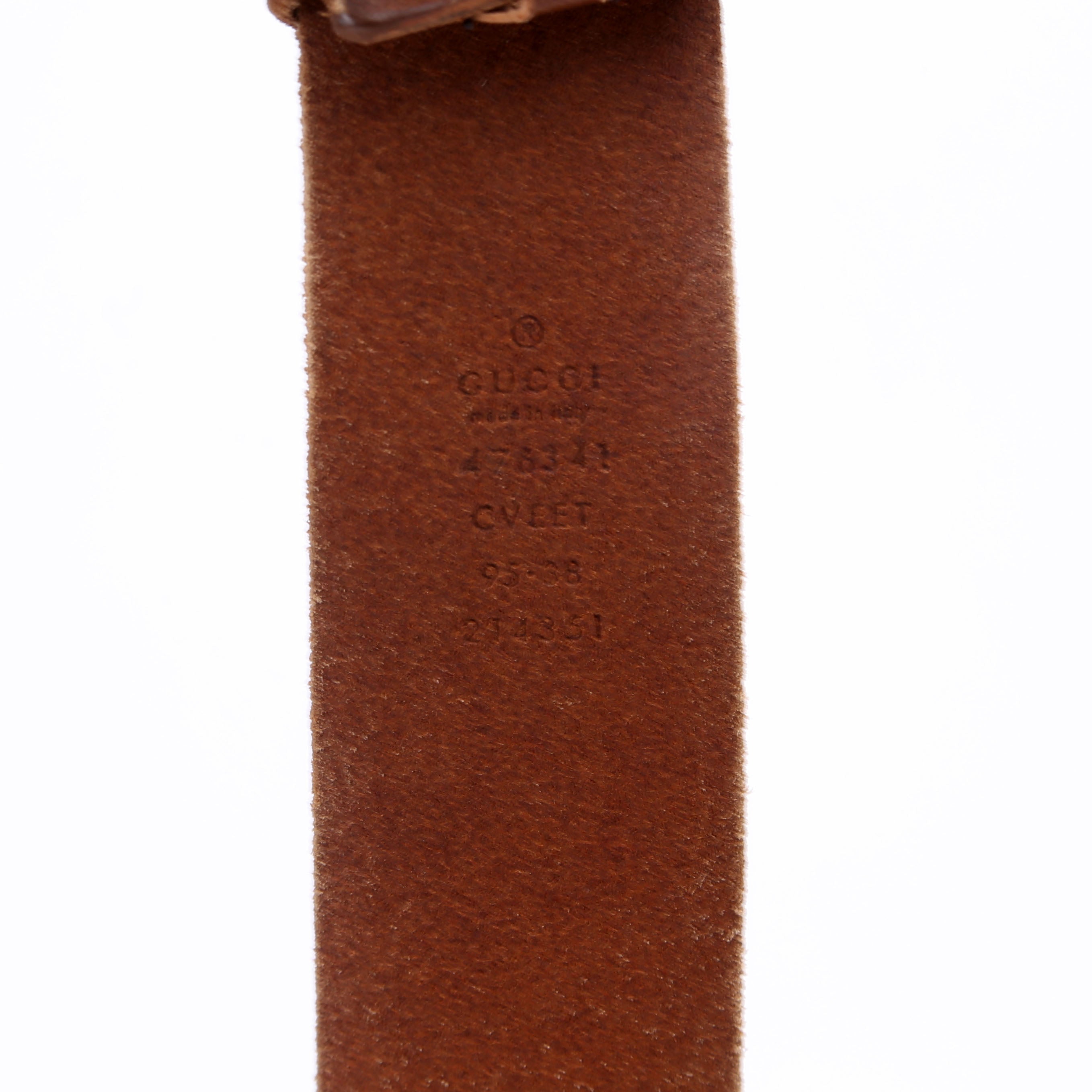 476341 Crystal GG Leather Belt Size 95/38 Brown