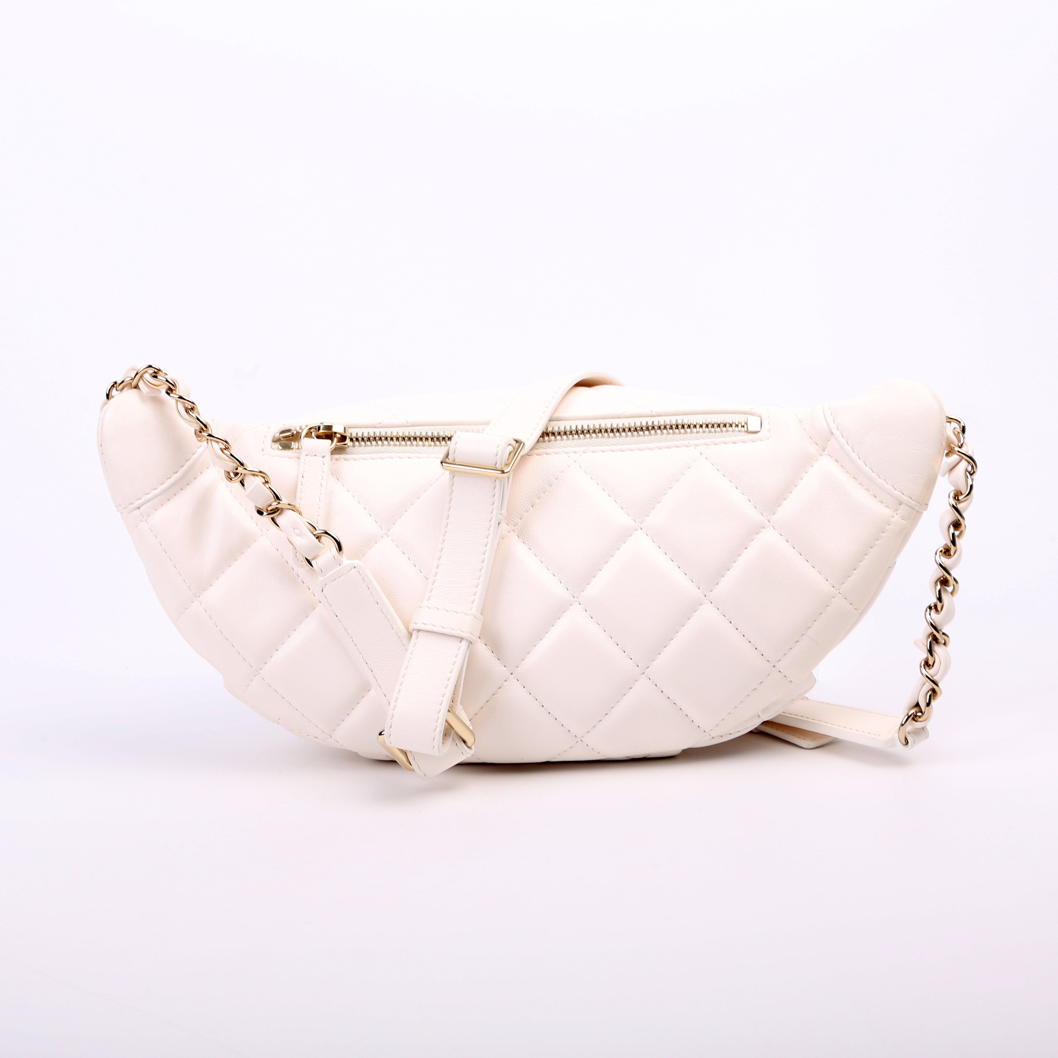 Matelasse Waist Chain Lambskin RFID White